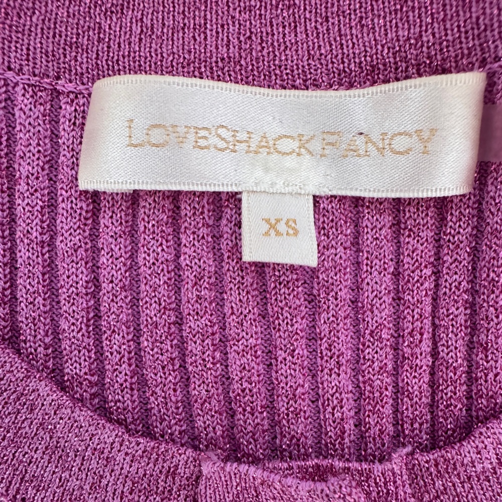 LoveShackFancy Pink Ribbed Cardigan, Size XS - Picture 5 of 9